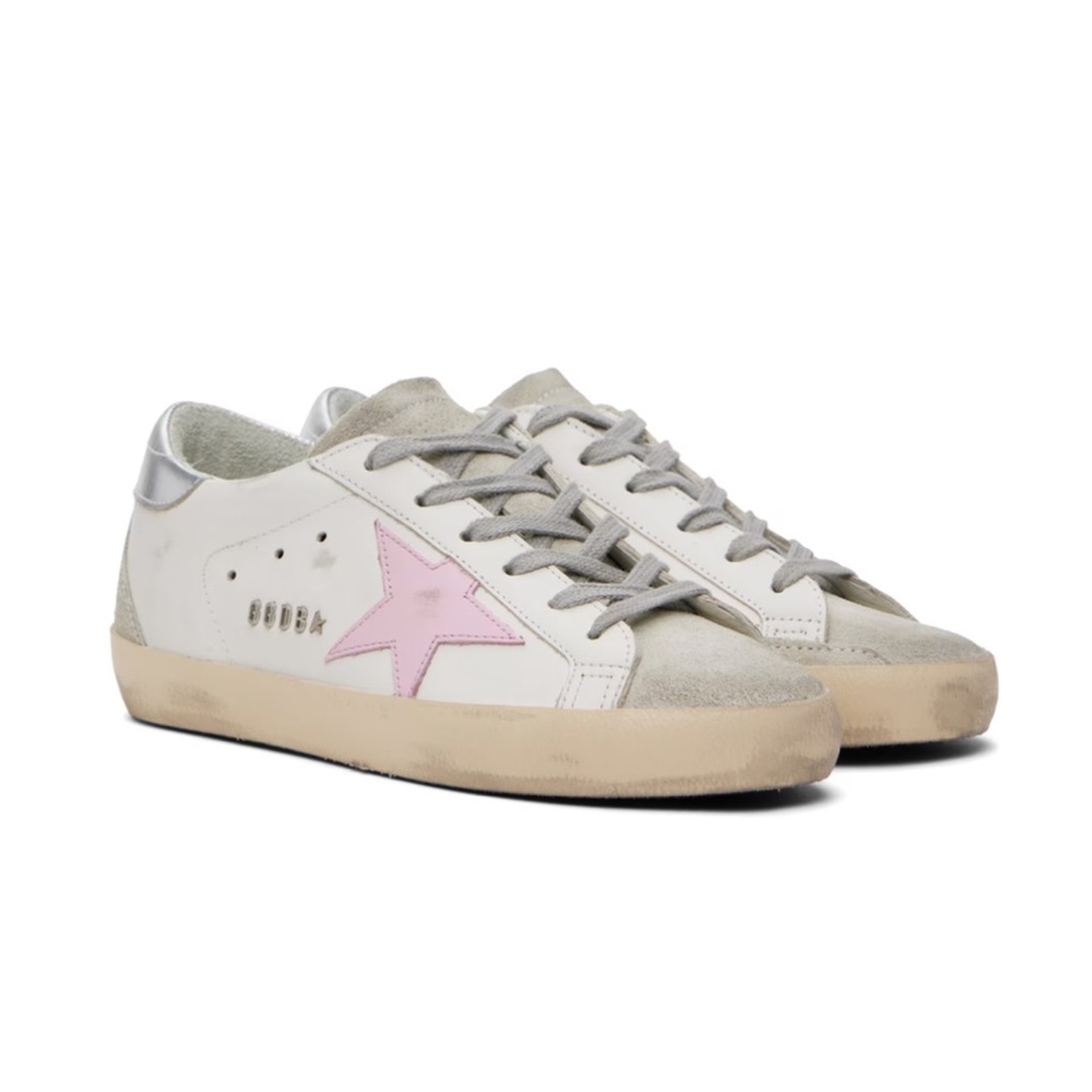 Golden Goose Super Star leather sneakers white and pink star